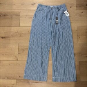 Habitual Womens Size 8 29 Pinstripe Wide Leg Lightweight Cotton Twill Pants